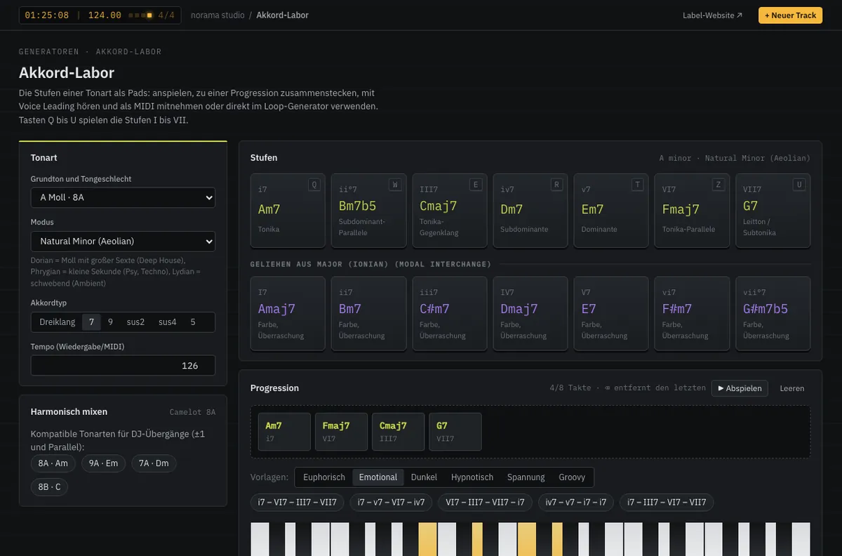 Screenshot: Chord Lab in the studio prototype